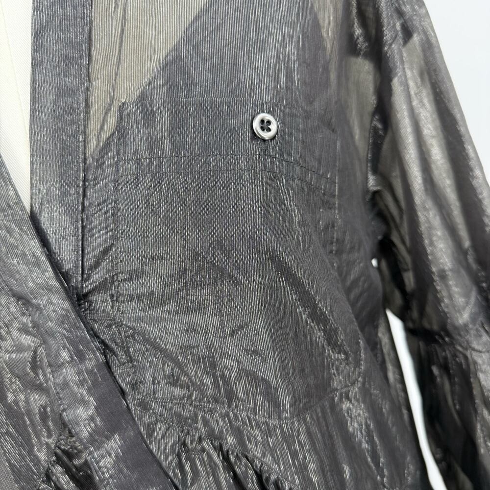 Pilcro Anthropologie High Low Dress Metallic Tiered Maxi Black XS Goth Oversized - Picture 10 of 12